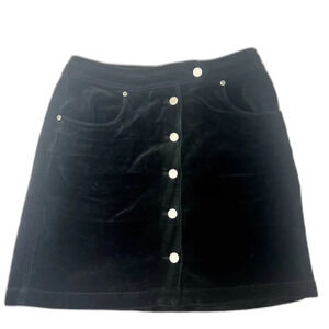 Liz Claiborne Lizwear Black Velvet Button Up Mini Skirt Size 8‎